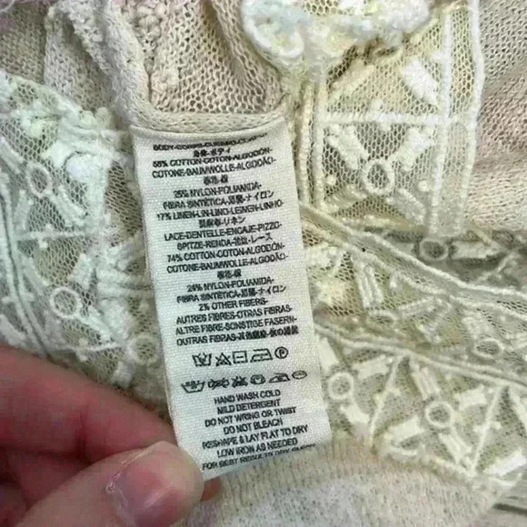 Free People Tan V-Neck Long Sleeve Top Size M - Picture 6 of 11